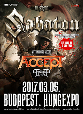 Sabaton, Accept és Twilight Force a Hungexpón