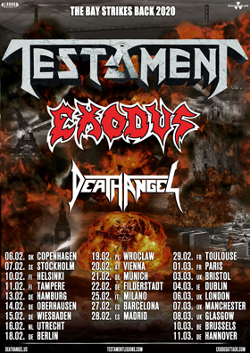Közös európai turnéra indul a Testament, az Exodus és a Death Angel
